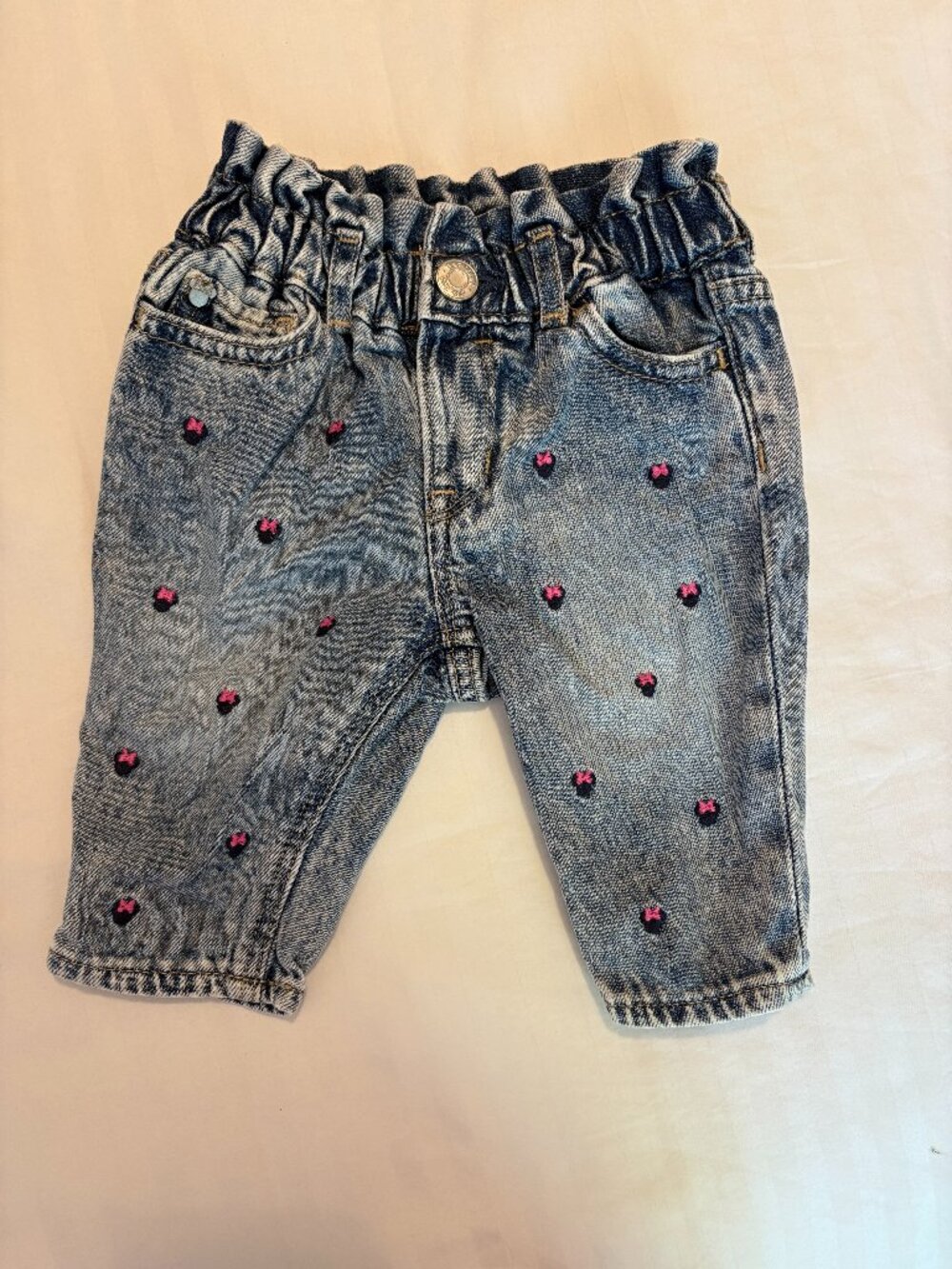 GAP Disney Jeans Embroidered Minie Baby Girl 6-12 Months